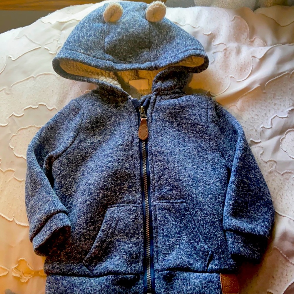 Marble effect bear ear zip up sweater!!!